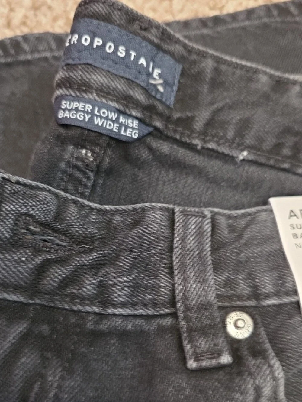 Women's Black Baggy Wide Leg Jeans - 10R - Picture 4 of 5